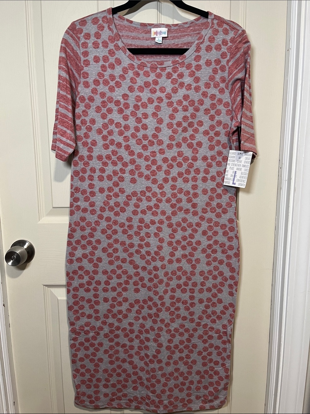 LuLaRoe Pink Polka Dot Midi Dress